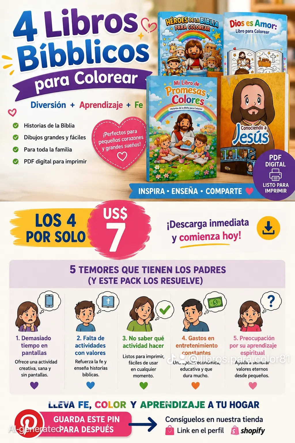4 Libros Bíblicos para Colorear en PDF - Descarga Digital